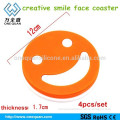 2015 new design silicone creative smile face coaster